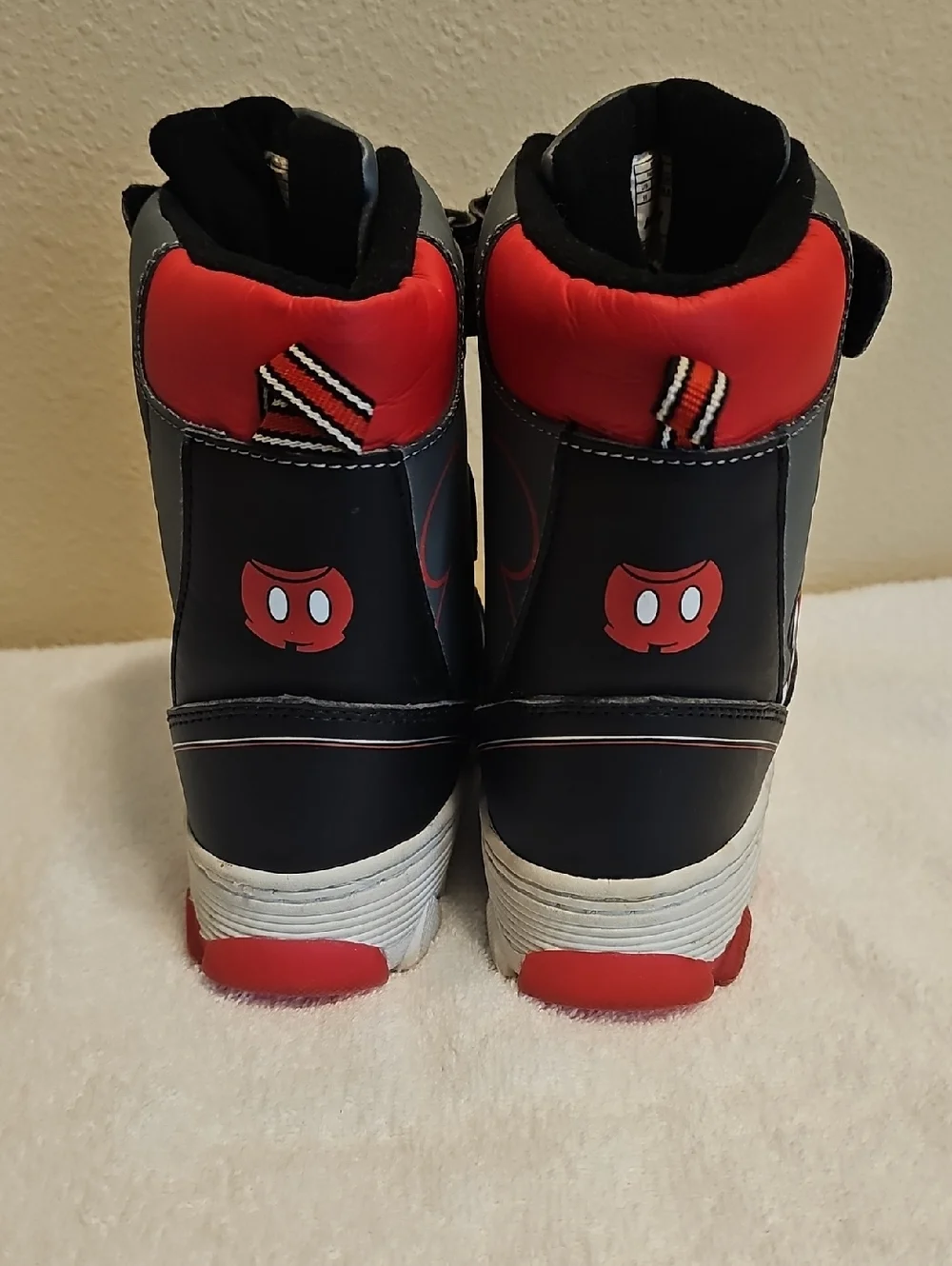 Disney Mickey Kids Black and Red Strap Boots
